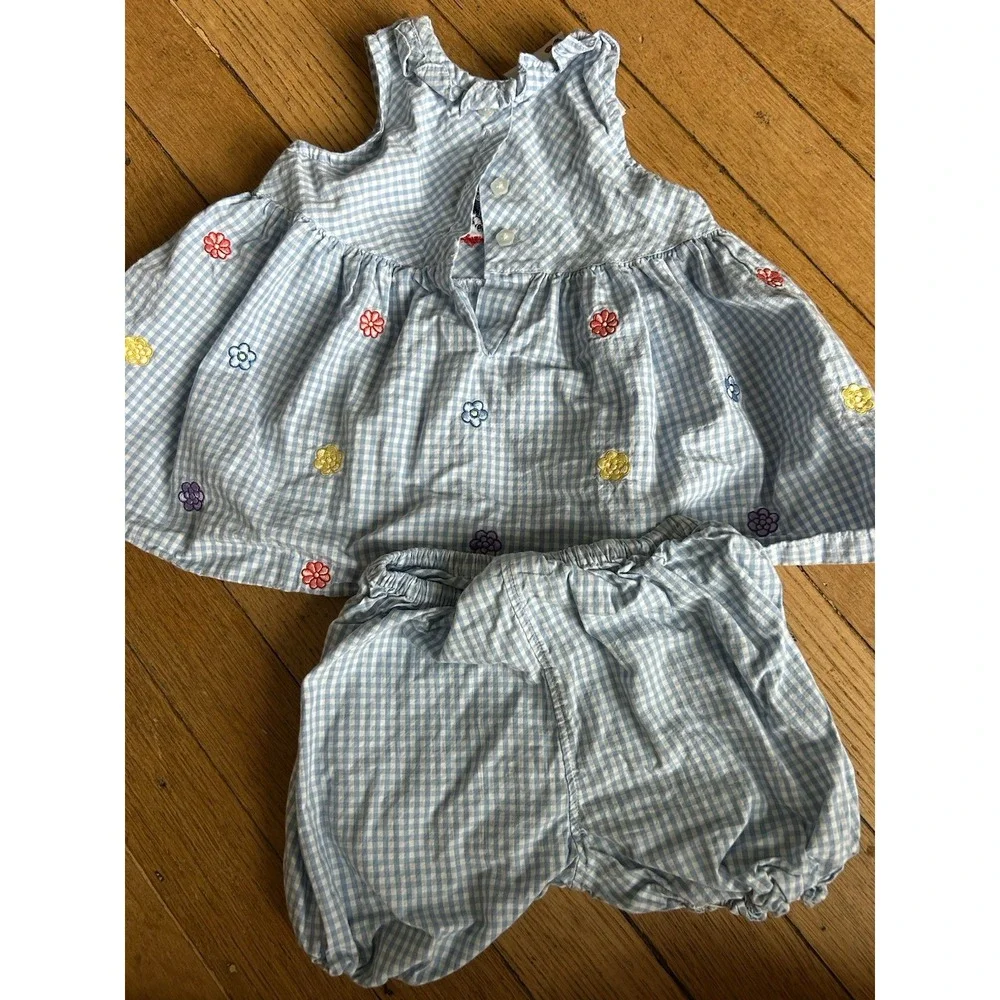 Vintage Walt Disney World Minnie Mouse Dress Girls 12 Months Gingham Sleeveless